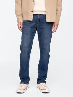 GAP - Men Blue Cotton Blend Solid Straight Jeans