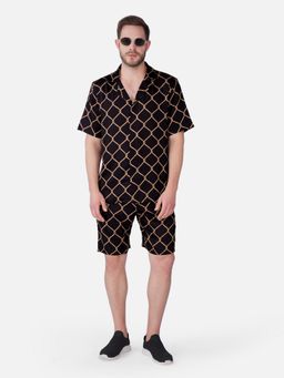 CLUBHAVANA - Black Imperial Grid Premium Soft Satin Co-Ord Set