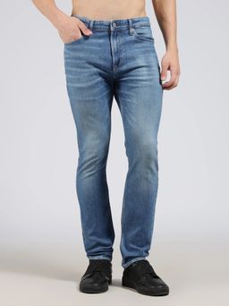 Calvin Klein - Men Blue Cotton Solid Slim Jeans