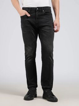Calvin Klein - Men Black Cotton Solid Straight Jeans