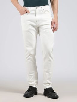 Calvin Klein - Men White Cotton Solid Straight Jeans