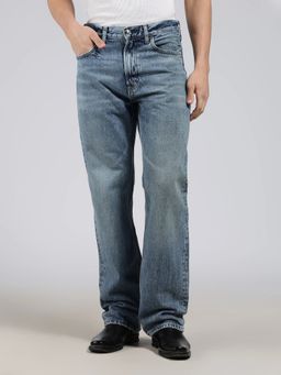 Calvin Klein - Men Blue Cotton Solid Straight Jeans