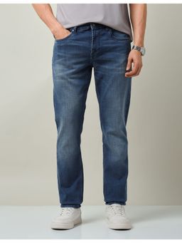 AD By Arvind - Men Blue Polyester Solid Slim Jeans
