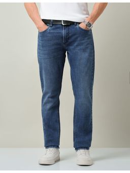 AD By Arvind - Men Blue Polyester Solid Slim Jeans
