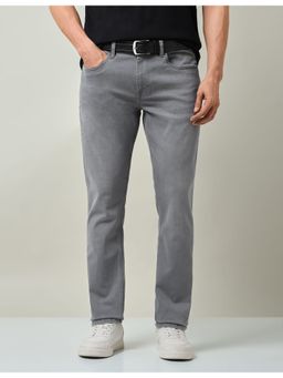AD By Arvind - Men Grey Polyester Solid Slim Jeans