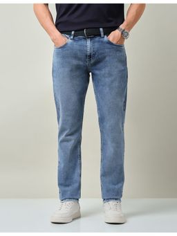 AD By Arvind - Men Blue Polyester Solid Slim Jeans