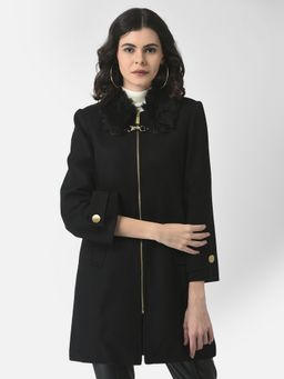 CRIMSOUNE CLUB - Women Black Zipped Overcoat