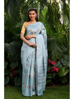 Beatitude - Blue Handwoven Kota Banswara Silk Saree with Unstitched Blouse