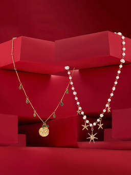Zaveri Pearls - Gold Tone Stones Beads Contemporary Necklaces (Pack of 2)