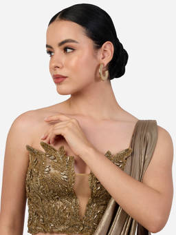 Zaveri Pearls - Gold Tone Contemporary Statement Semi Hoop Earring