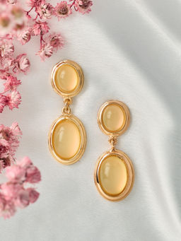 Zaveri Pearls - Yellow Stones Embellished Colour Pop Contemporary Drop Earring