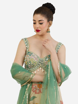 Zaveri Pearls - Green Stones Beads Peacock Jhumka Ear Cuffs