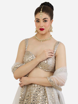 Zaveri Pearls - Gold Tone Stones Beads Necklace Set