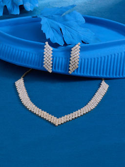 Zaveri Pearls - Gold Tone Diamonds Contemporary Necklace Set