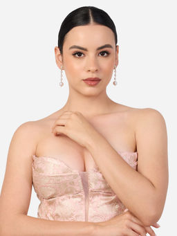 Zaveri Pearls - Gold Tone Dazzling Diamonds White Pearls Embellished Dangle Earrings - ZPFK22508