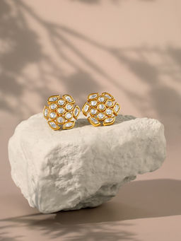Zaveri Pearls - Gold Tone Cubic Zirconia Contemporary Brass Studs Earring