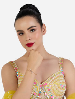 Zaveri Pearls - Rose Gold Tone Cubic Zirconia Contemporary Kada Bracelet