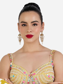 Zaveri Pearls - Gold Tone Diamonds Studded Layered Statement Jhumka Earring