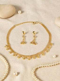 Zaveri Pearls - Gold Tone Beads Embellished Ethnic Necklace & Earring Set