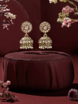 Zaveri Pearls - Lct Color Stones & Dangling Beads Embellish Jhumka Earring