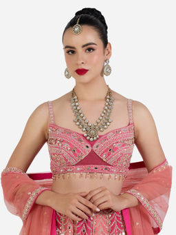 Zaveri Pearls - Antique Gold Tone Layered Necklace Earring & Maangtikka Set