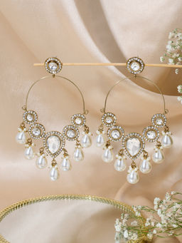Zaveri Pearls - Antique Gold tone Stones Diamonds Beads Drop Dangler Earrings