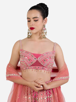 Zaveri Pearls - Pink Stone Antique Ghungroo Beads Chain Fringe Jhumka Earrings