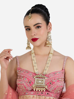 Zaveri Pearls - Gold Tone Stones Multi Strand Necklace Earring Maang Tikka Set-ZPFK22615