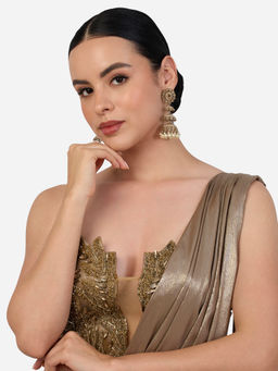 Zaveri Pearls - Champagne Stones Beads Antique Plating Layered Jhumka Earrings