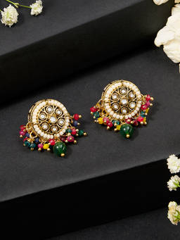 Zaveri Pearls - Beads Drop Dazzling Stones Embellish Drop Earrings