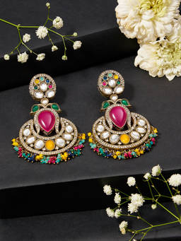 Zaveri Pearls - Stone Bead Diamonds Antique Plating Dangle Earrings