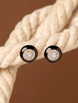 Zaveri Pearls - Black Enamel Cubic Zirconia Contemporary Studs Earrings