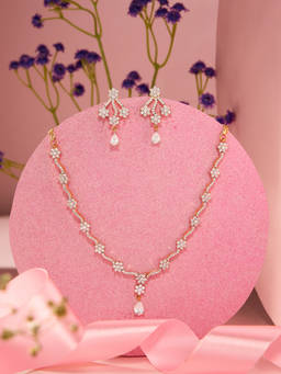 Zaveri Pearls - Gold Tone Cubic Zirconia Contemporary Jewellery Set
