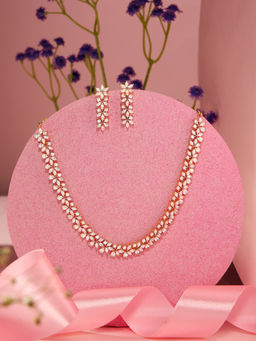 Zaveri Pearls - Gold Tone Cubic Zirconia Contemporary Jewellery Set