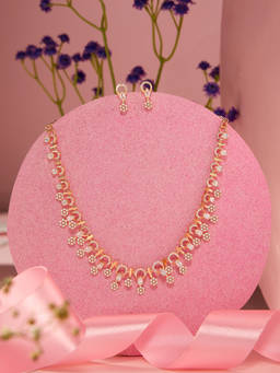 Zaveri Pearls - Gold Tone Cubic Zirconia Contemporary Jewellery Set