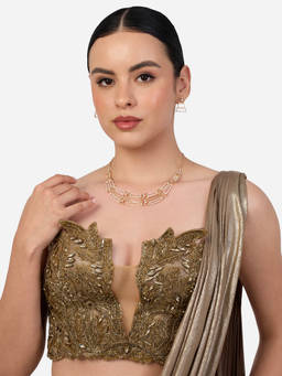 Zaveri Pearls - Gold Tone Cubic Zirconia Contemporary Jewellery Set