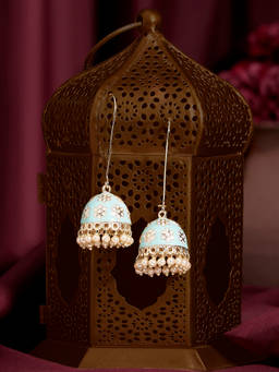 Zaveri Pearls - Multi-Color White Meenakari Flowers Beads Earrings