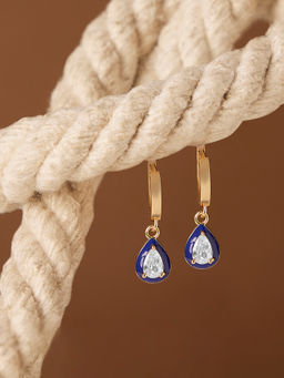 Zaveri Pearls - White Enamel Cubic Zirconia Contemporary Huggies Drop Earring