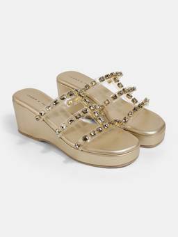Lemon & Pepper - Women Gold TPR Sole Heels