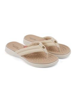MODARE - Women Cream TPR Sole Flip Flops