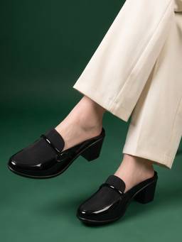 JODYHUB - Women Black Pu Sole Heels