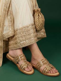 JODYHUB - Women Gold Tpr Sole Flats