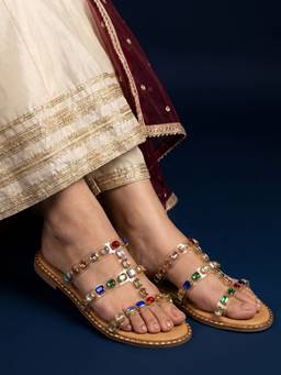 JODYHUB - Women Multi-Color Tpr Sole Flats