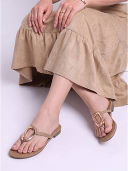 CHINRAAG - Women Beige Synthetic Sole Flats