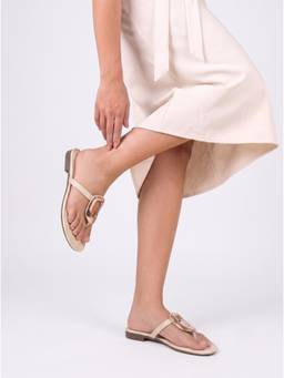 CHINRAAG - Women Cream Synthetic Sole Flats