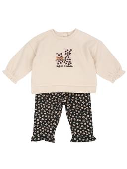 Chicco - Girls Beige Applique Sweatshirt with Pant