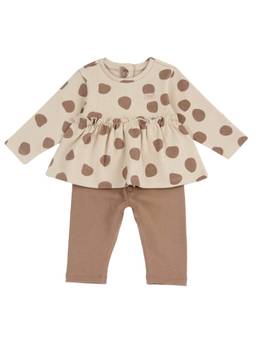 Chicco - Girls Beige Polka Dot Printed Top with Leggings