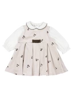 Chicco - Girls Beige-White Embroidered Dress with Top