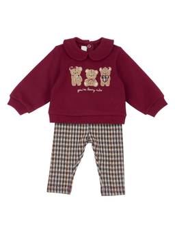 Chicco - Girls Maroon Embroidered Sweatshirt with Leggings