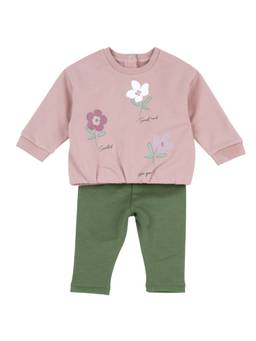 Chicco - Girls Pink-Green Floral Printed Sweatshirt with Leggings